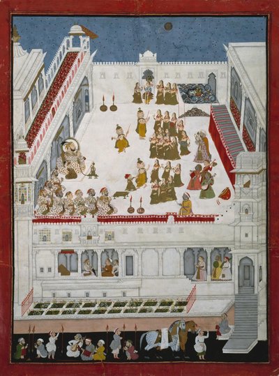 Maharana Jagat Singh II and Nobles Watching the Raslila Dance Dramas by Unbekannt Unbekannt